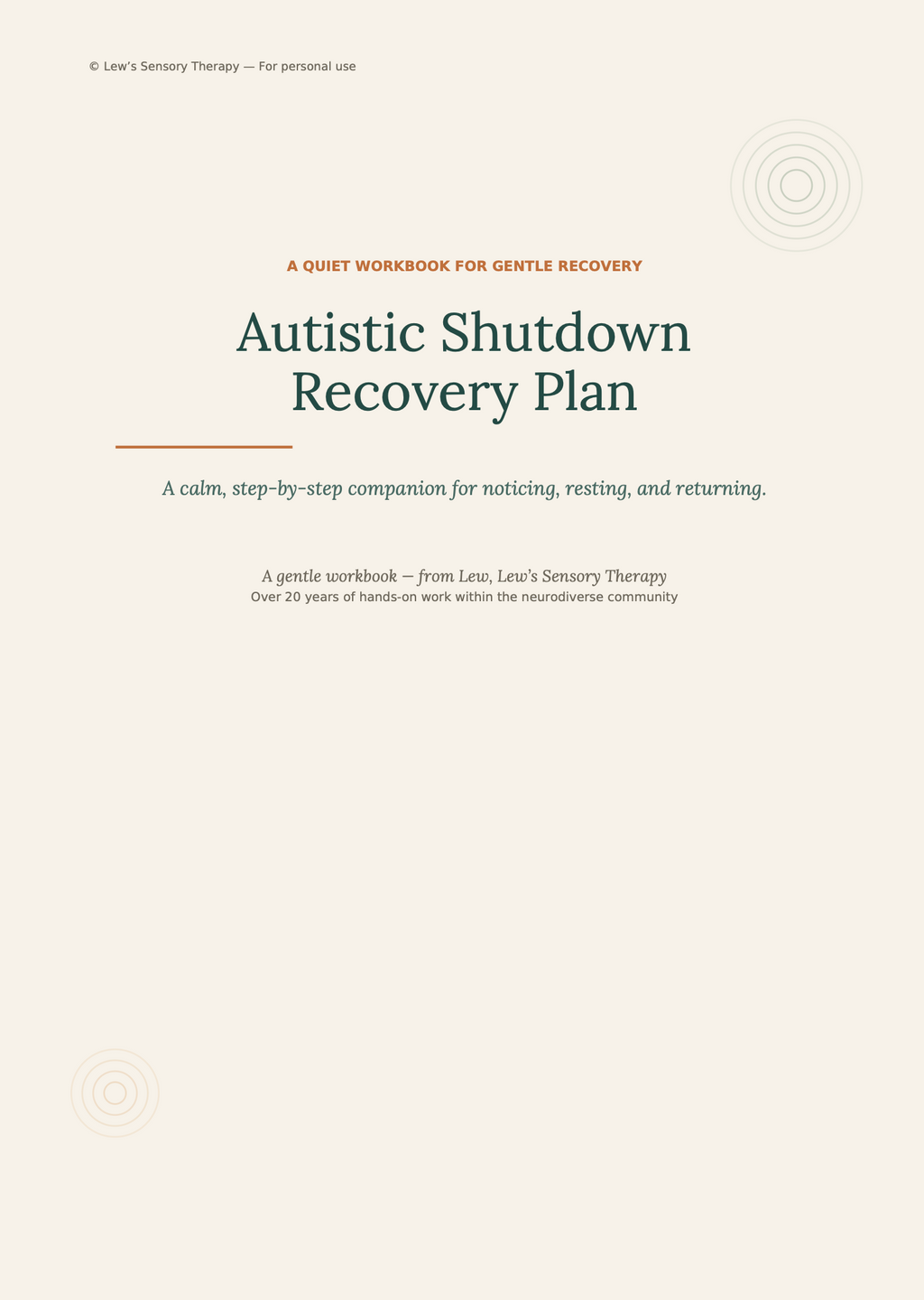 Autistic Shutdown Recovery Plan