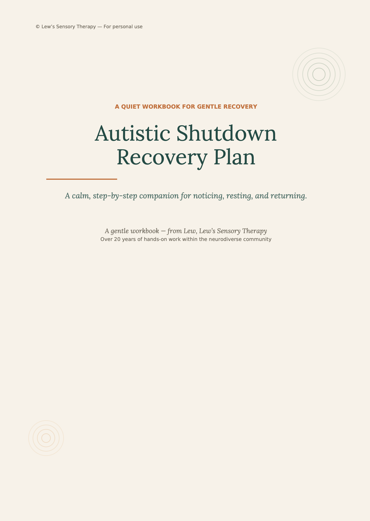 Autistic Shutdown Recovery Plan