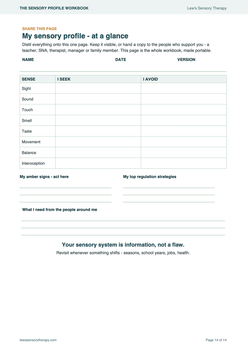 The Sensory Profile Workbook